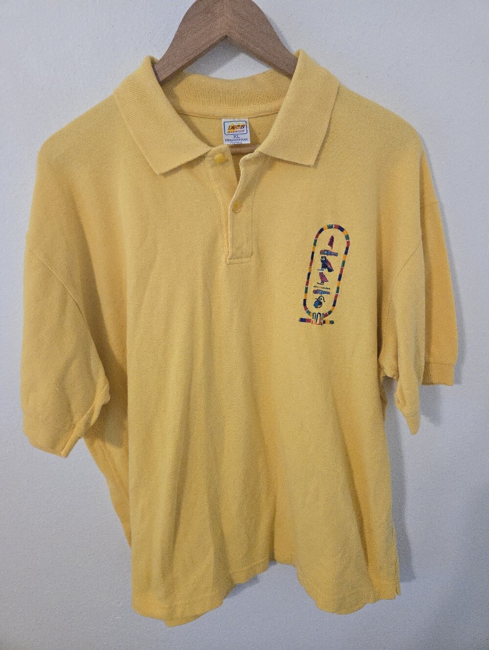 EGYPTIAN Darwish Cartouche Hieroglyphics Polo Shirt Mens XL Embroidered Egyptian